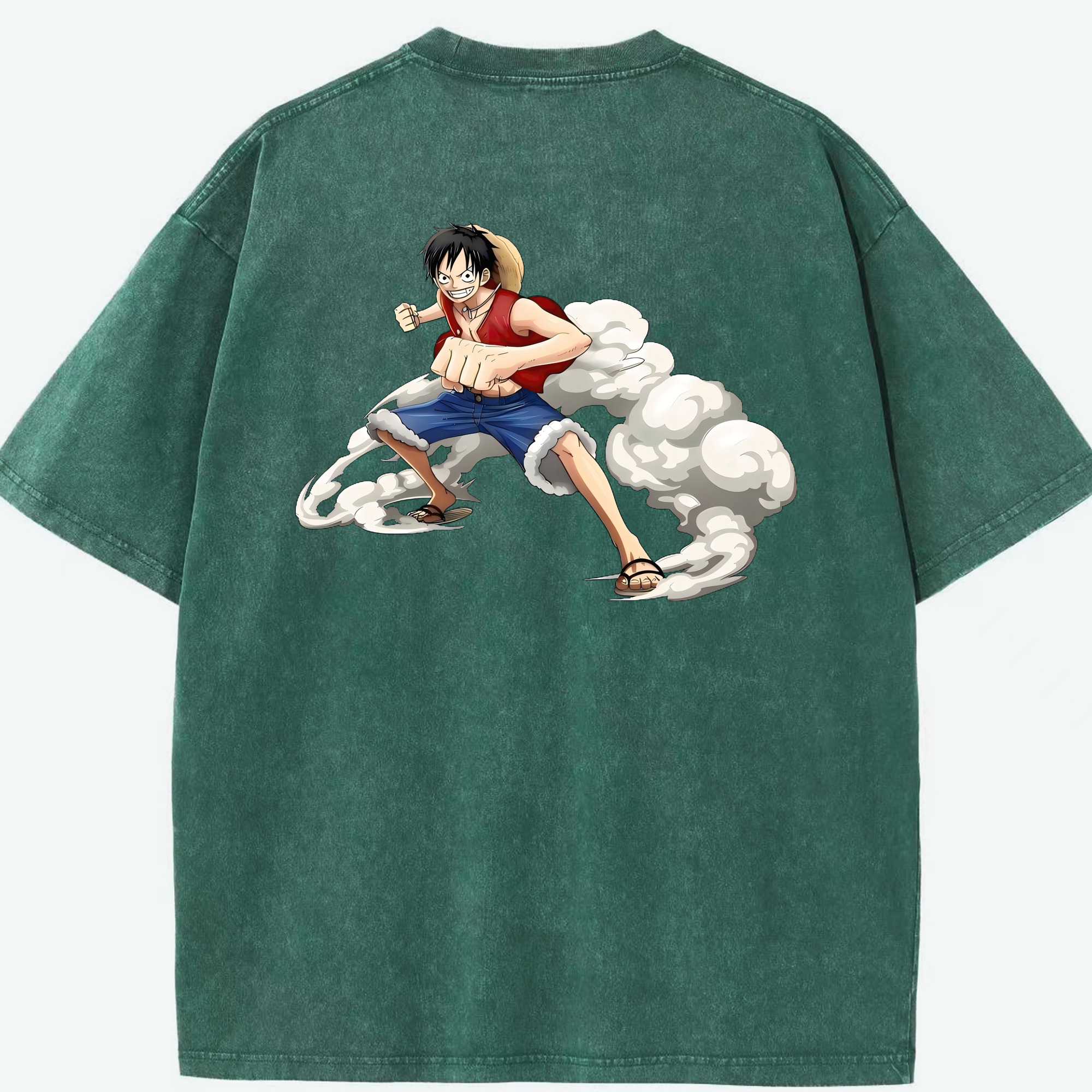 ワンピース モンキー・D・ルフィ ONE PIECE Monkey D. Luffy 綿100% ヴィンテージ風 半袖Tシャツ（背面プリント）